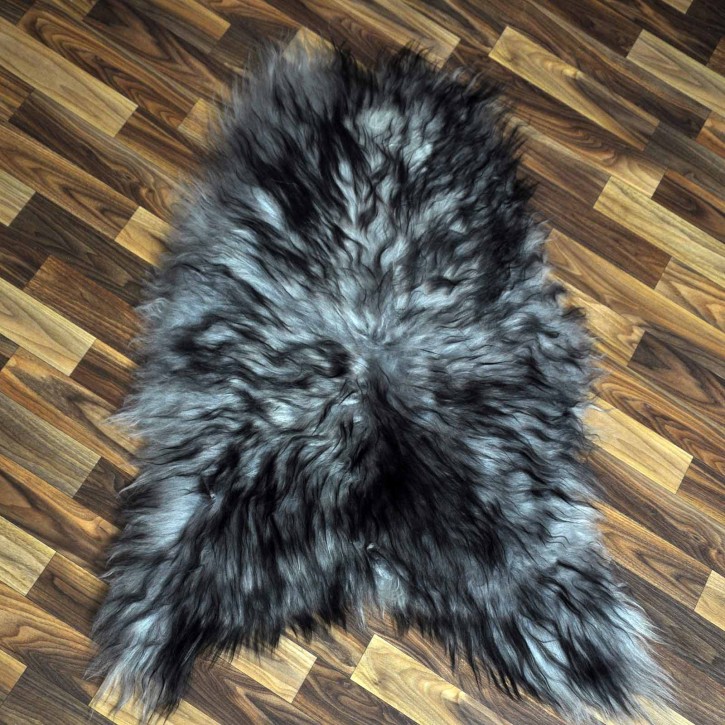 Island Schaffell grau schwarz geflammt 100x70 Krampus #8764