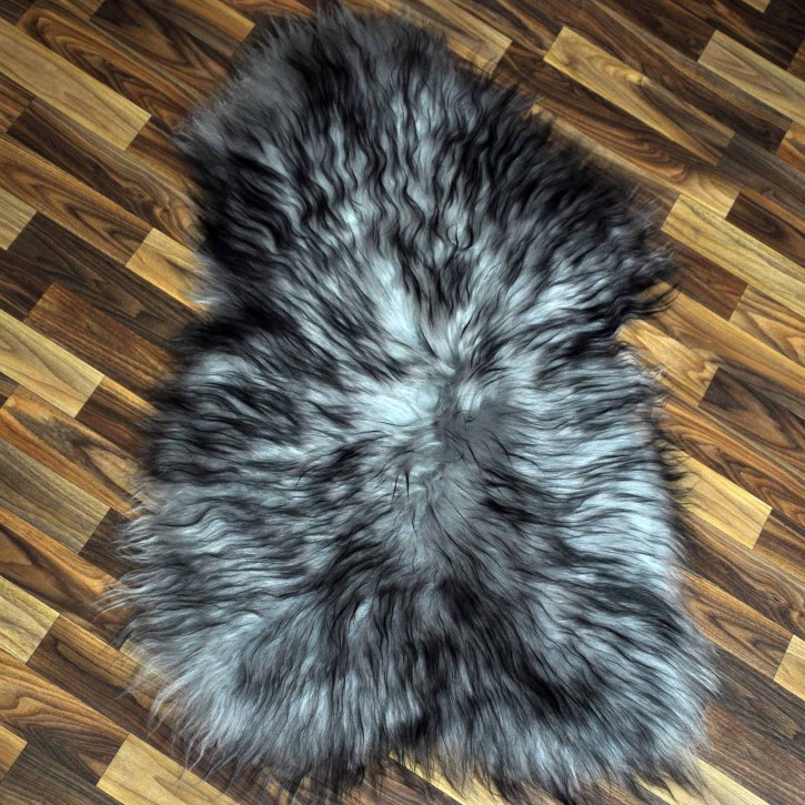 Island Schaffell grau schwarz geflammt 100x60 Krampus #8767