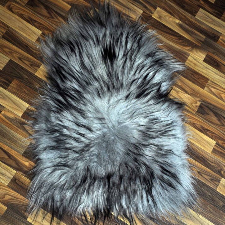 Island Schaffell grau schwarz geflammt 100x65 Krampus #8768