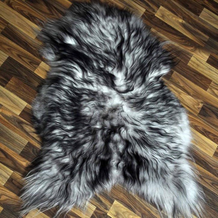 Island Schaffell grau schwarz geflammt 100x70 Krampus #8769