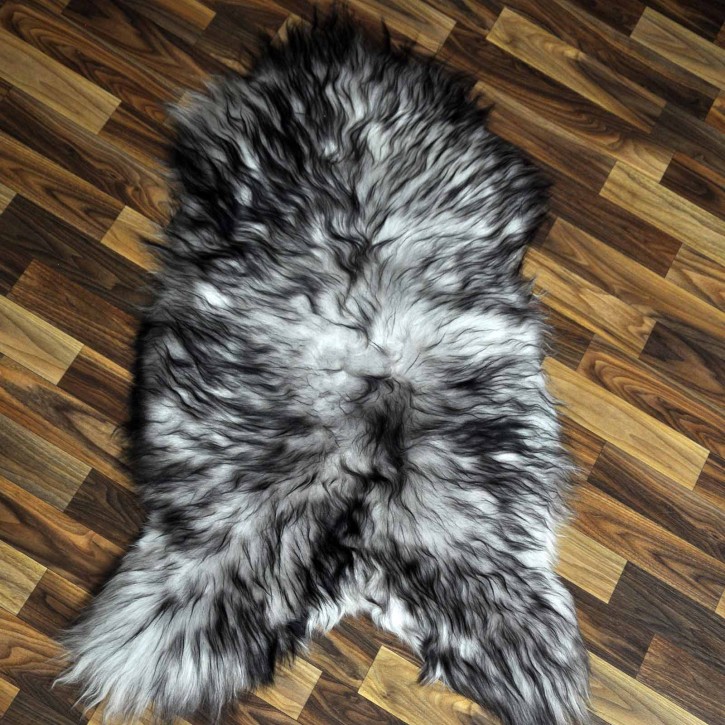 Island Schaffell grau schwarz geflammt 100x60 Krampus #8772