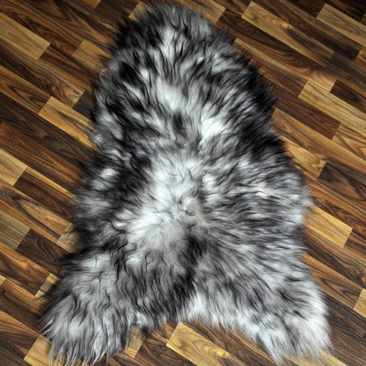 Island Schaffell grau schwarz geflammt 100x65 Krampus #8774