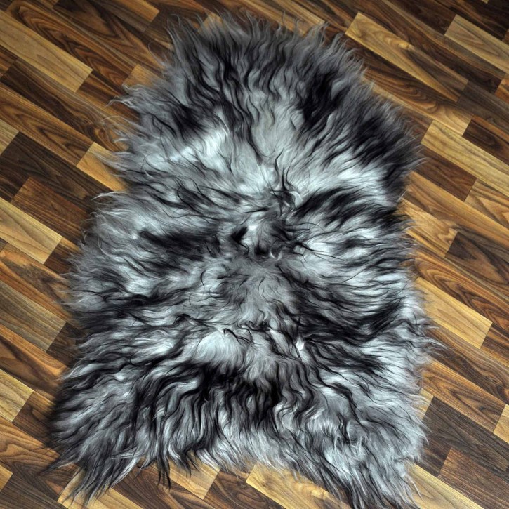 Island Schaffell grau schwarz geflammt 95x65 Krampus #8777