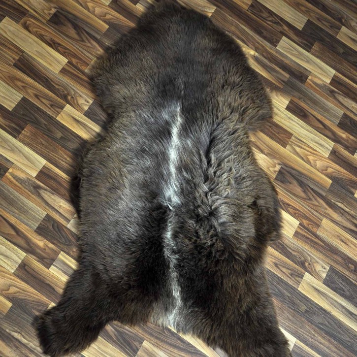 XXL ÖKO Schaffell Lammfell braun grau 125x75 Sheepskin #8889