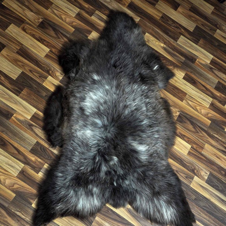 XXL ÖKO Schaffell Lammfell braun grau 125x80 Sheepskin #8891