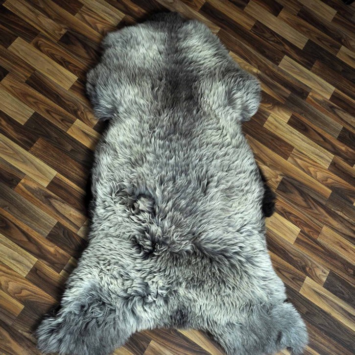 XXL ÖKO Schaffell Lammfell braun grau 125x80 Sheepskin #8893