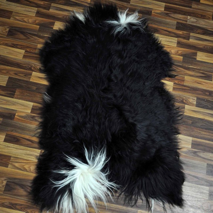 XXXL ÖKO Island Schaffell schwarzbraun weiß 130x80 Lammfell #8900
