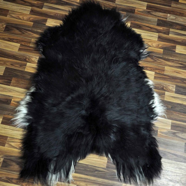 XXXL ÖKO Island Schaffell schwarzbraun weiß 130x80 Lammfell #8906