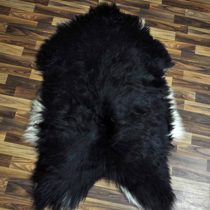 XXXL ÖKO Island Schaffell schwarzbraun weiß 135x80 Lammfell #8907