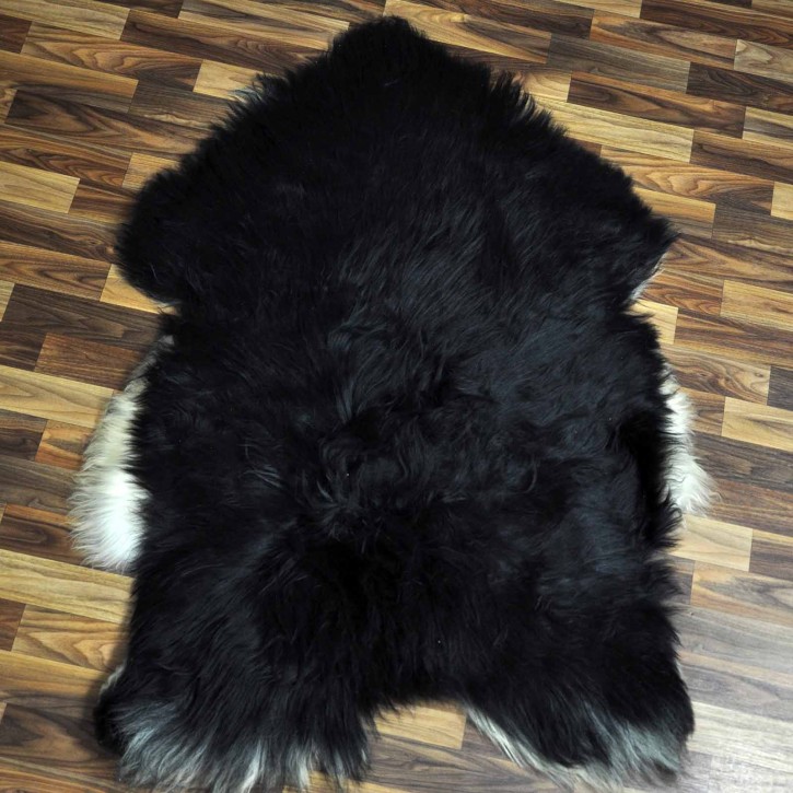XXXL ÖKO Island Schaffell schwarzbraun weiß 130x80 Lammfell #8909