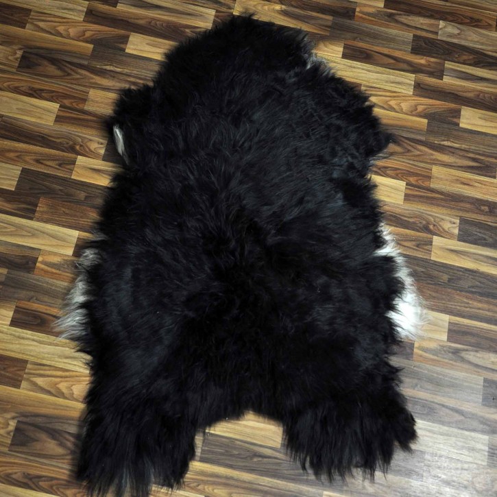 XXL ÖKO Island Schaffell schwarzbraun weiß 125x80 Lammfell #8915