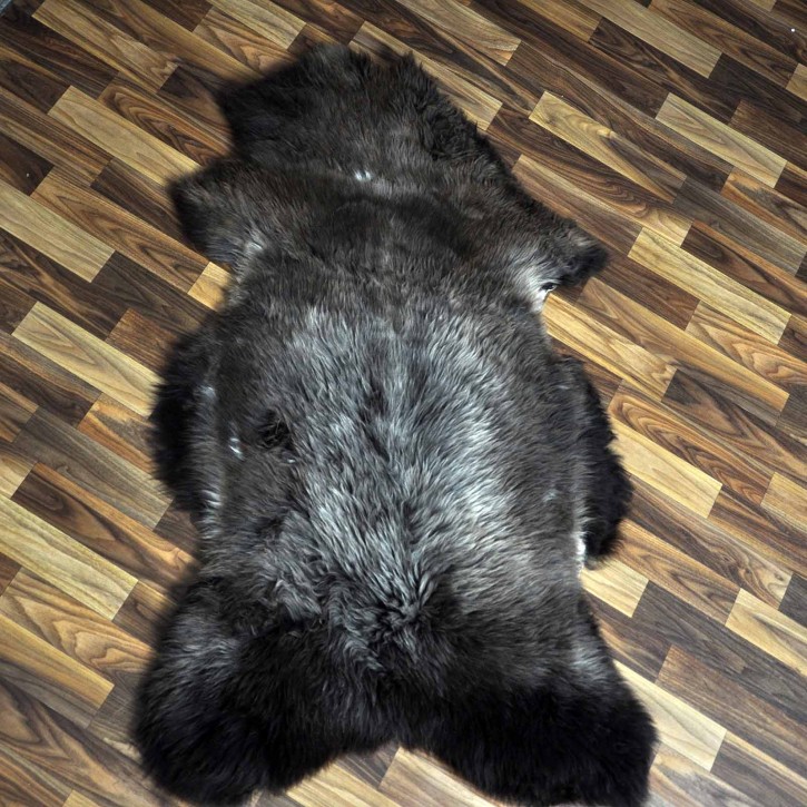 XXL ÖKO Schaffell Lammfell braun grau 120x70 Sheepskin #8992