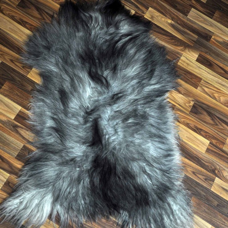 XL ÖKO Island Schaffell grau schwarzbraun 110x70 #9031