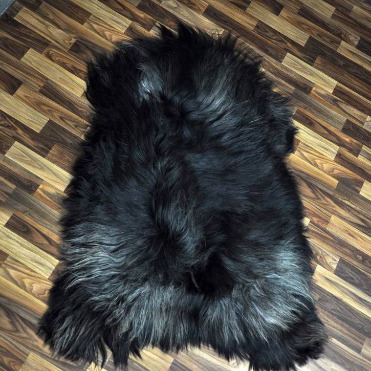 XXXL ÖKO Island Schaffell schwarzbraun grau 130x85 groß Teppich#9080
