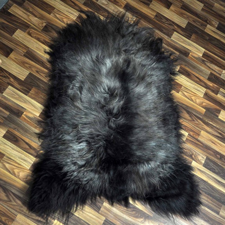 XXL ÖKO Island Schaffell schwarzbraun grau 125x90 Stuhl Auflage #9083