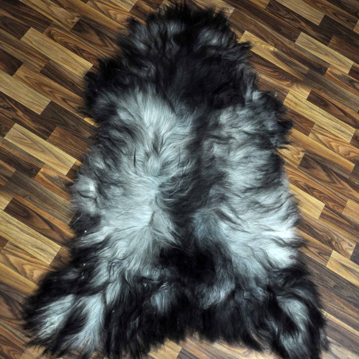 XXXL ÖKO Island Schaffell schwarzbraun grau 130x80 groß Wikinger #9087