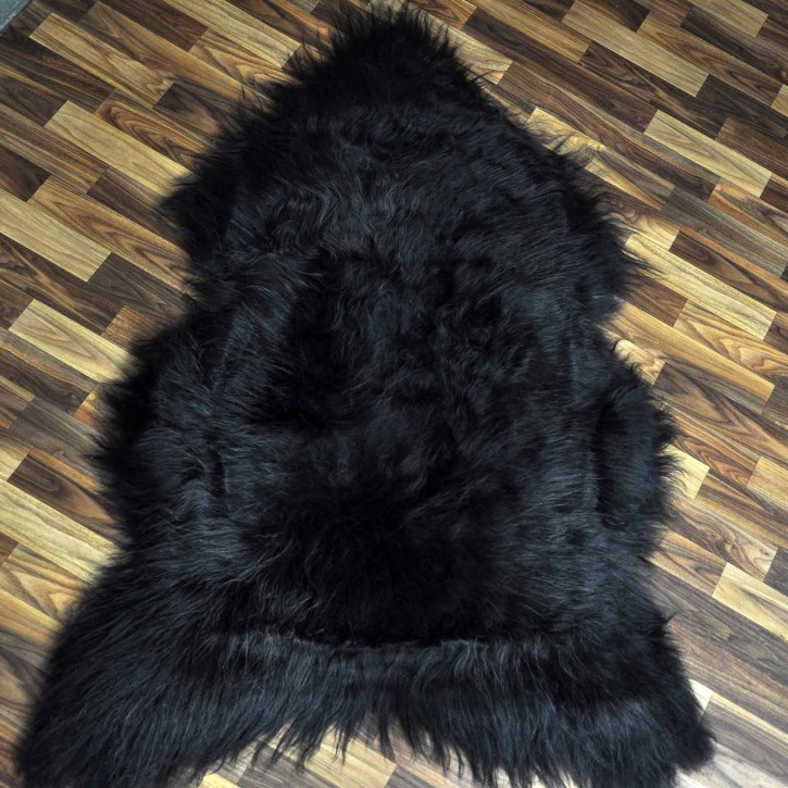 XXXL ÖKO Island Schaffell schwarzbraun grau 135x80 groß Wikinger #9088
