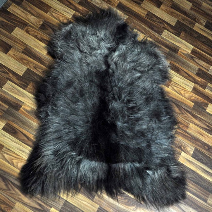 XXL ÖKO Island Schaffell schwarzbraun grau 125x90 Stuhl Auflage #9090