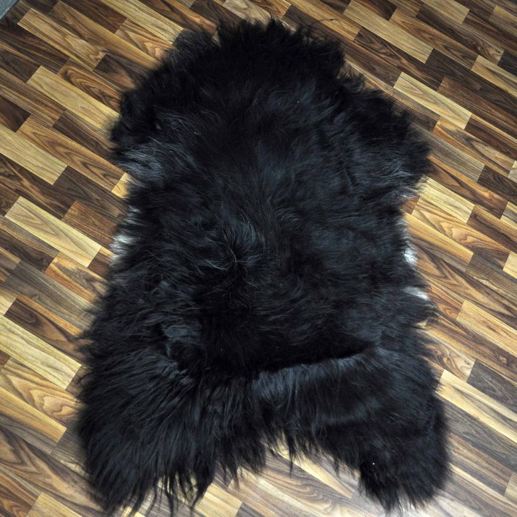 XXXL ÖKO Island Schaffell schwarzbraun grau 130x80 Stuhl Auflage #9091