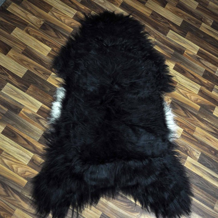 XXXL ÖKO Island Schaffell schwarzbraun weiß 130x80 Lammfell #9102