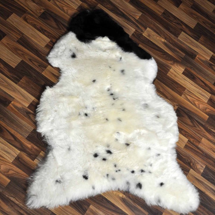 XXL ÖKO Lammfell Schaffell Fell beige schwarzbraun 120x90 geschoren #9186