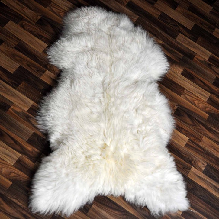 XXXL ÖKO echtes Schaffell Lammfell weiß 130x75 Geschenk #9292