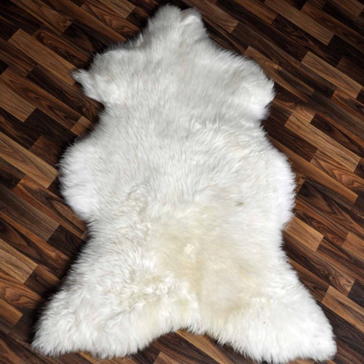 XXL ÖKO echtes Schaffell Lammfell weiß braun 125x85 Geschenk #9295