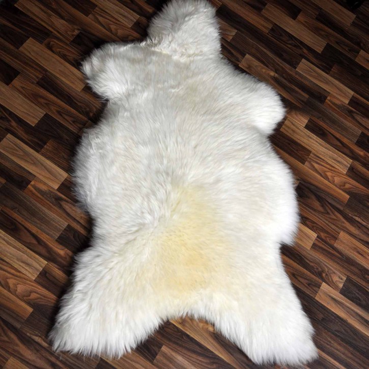 XXXL ÖKO echtes Schaffell Lammfell weiß 130x80 riesig Camping #9300