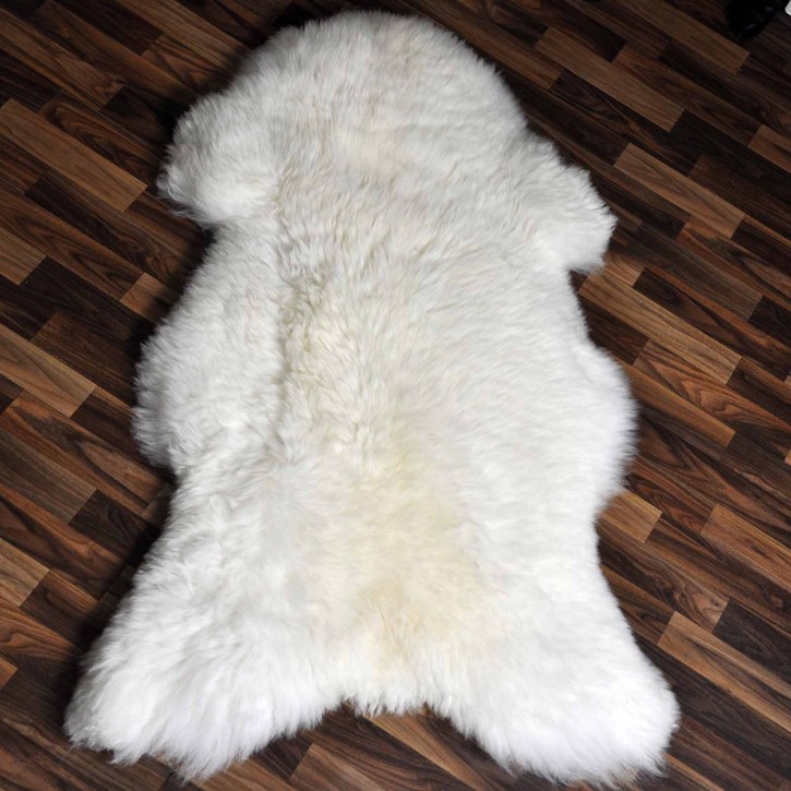 XXXL ÖKO echtes Schaffell Lammfell weiß 135x80 riesig Camping #9308