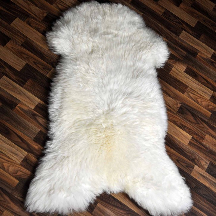 XXXL ÖKO echtes Schaffell Lammfell weiß 130x85 riesig Camping #9316