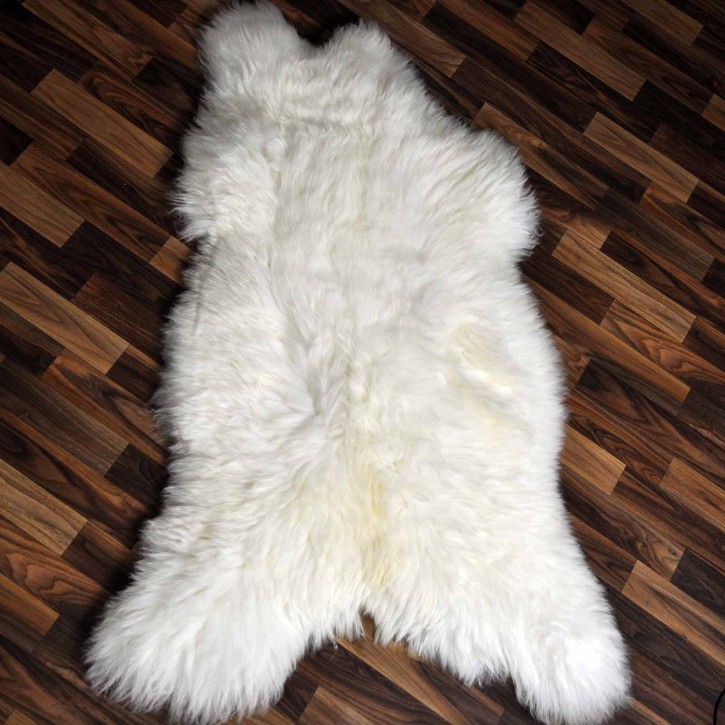 XXXL ÖKO echtes Schaffell Lammfell weiß 130x80 Wikinger Pelz #9323