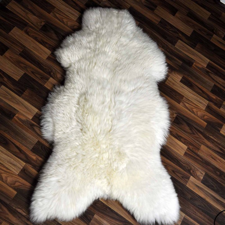 XXXL ÖKO echtes Schaffell Lammfell weiß 130x80 riesig Camping #9332