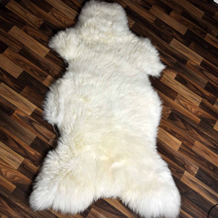 XXXL ÖKO echtes Schaffell Lammfell weiß 135x80 riesig Camping #9335