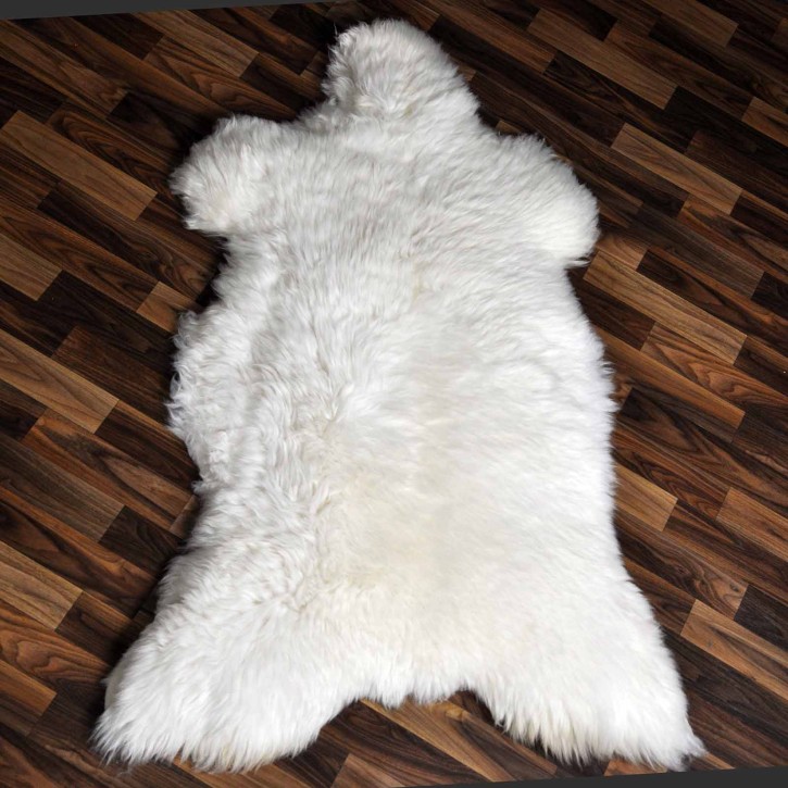XXXL ÖKO echtes Schaffell Lammfell weiß 130x80 riesig Camping #9338