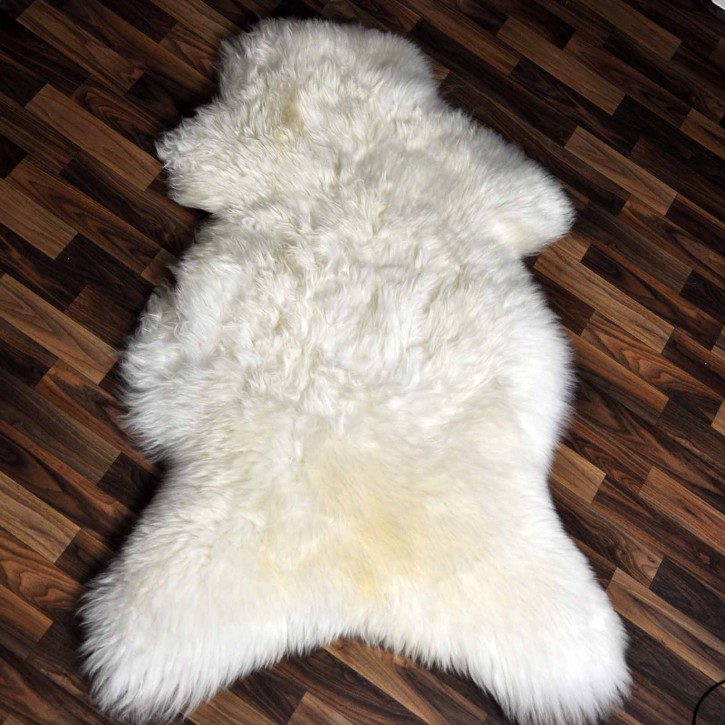 XXL ÖKO echtes Schaffell Lammfell weiß 125x85 Wikinger Pelz #9339