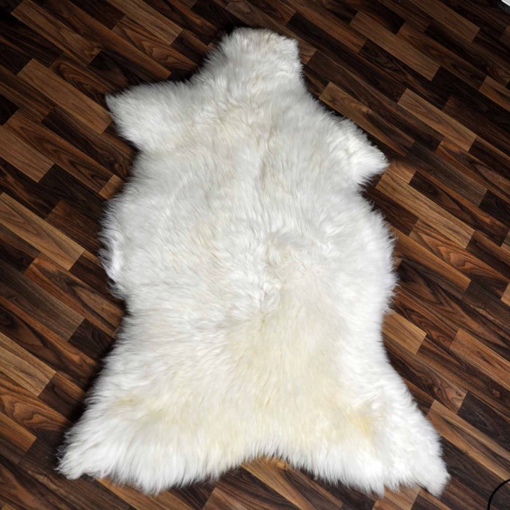 XXL ÖKO echtes Schaffell Lammfell weiß 125x80 Wikinger Pelz #9340
