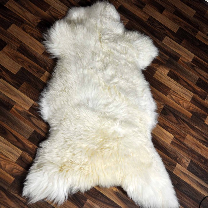 XXXL ÖKO echtes Schaffell Lammfell weiß 130x80 riesig Camping #9342