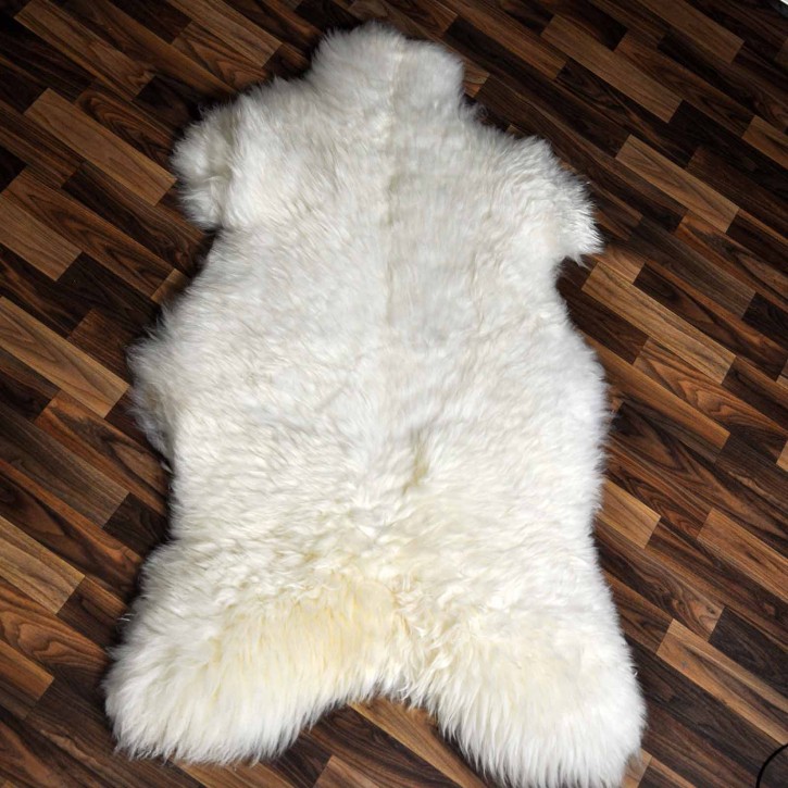 XXXL ÖKO echtes Schaffell Lammfell weiß 130x80 riesig Camping #9346
