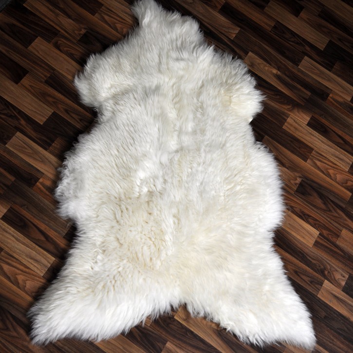 XXL ÖKO echtes Schaffell Lammfell weiß 125x85 Teppich Pelz #9350
