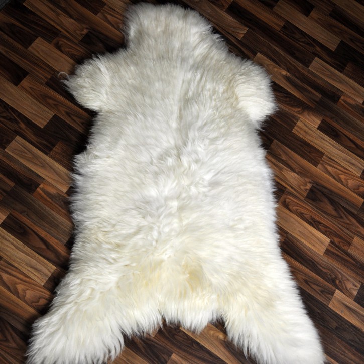 XXXL ÖKO echtes Schaffell Lammfell weiß 130x85 riesig Camping #9354
