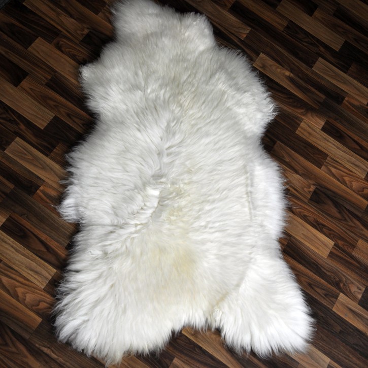 XXL ÖKO echtes Schaffell Lammfell weiß 125x80 Teppich Pelz #9355