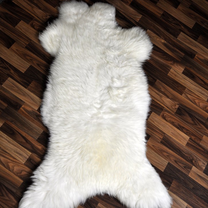 XXXL ÖKO echtes Schaffell Lammfell weiß 130x70 riesig Camping #9359