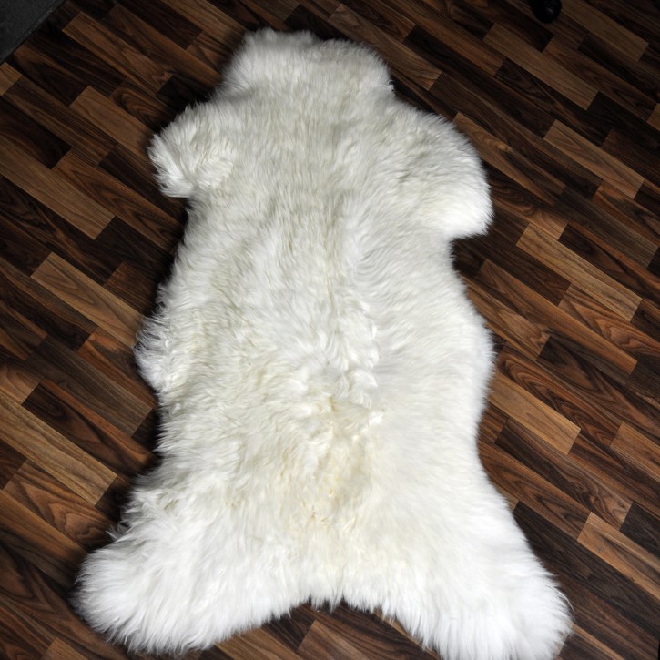 XXXL ÖKO echtes Schaffell Lammfell weiß 130x80 riesig Camping #9365