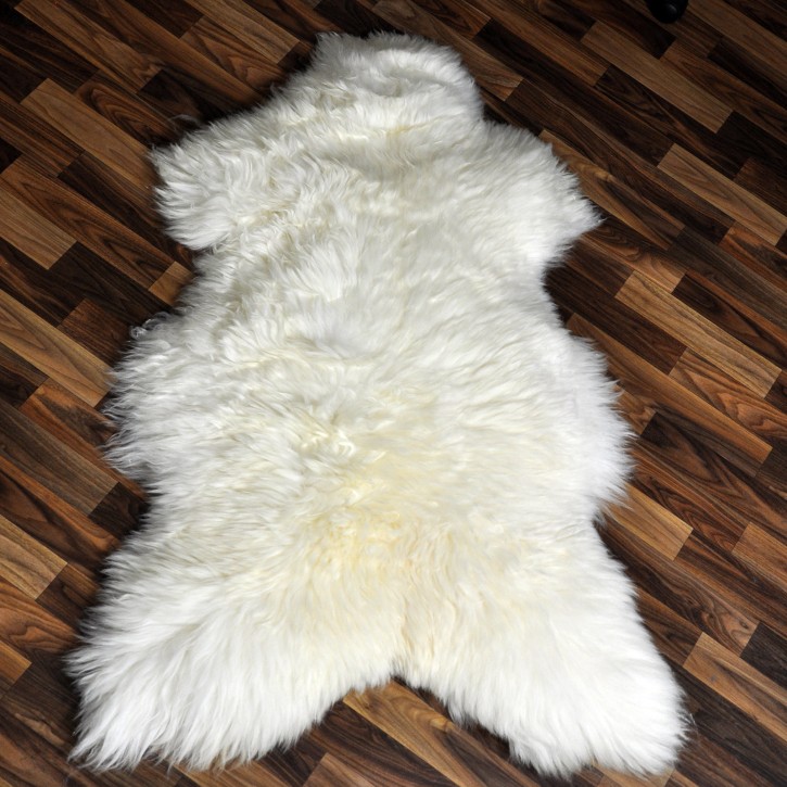 XXXL ÖKO echtes Schaffell Lammfell weiß 130x80 riesig Camping #9369