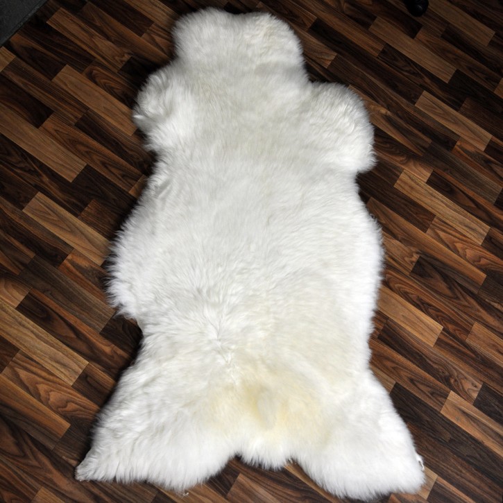 XXXL ÖKO echtes Schaffell Lammfell weiß 130x75 riesig Camping #9371