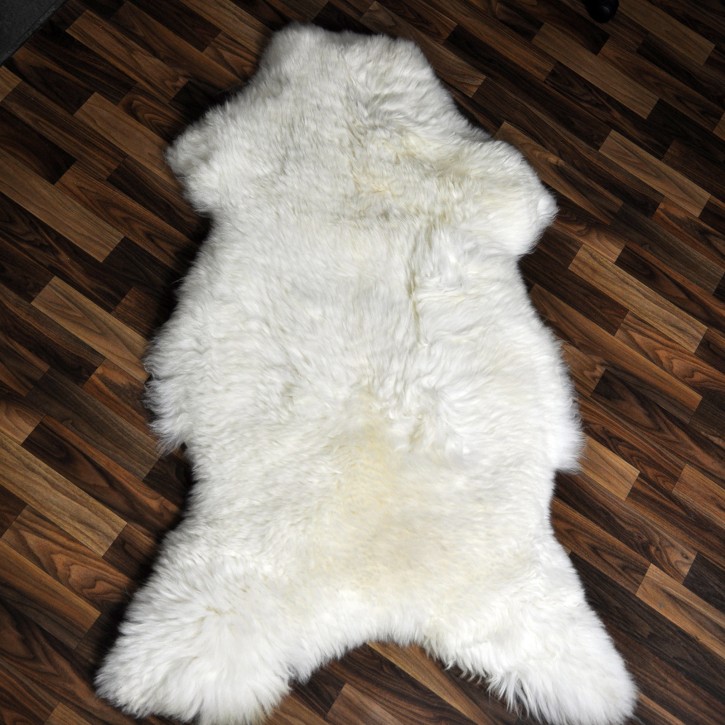 XXXL ÖKO echtes Schaffell Lammfell weiß 135x80 riesig Camping #9376
