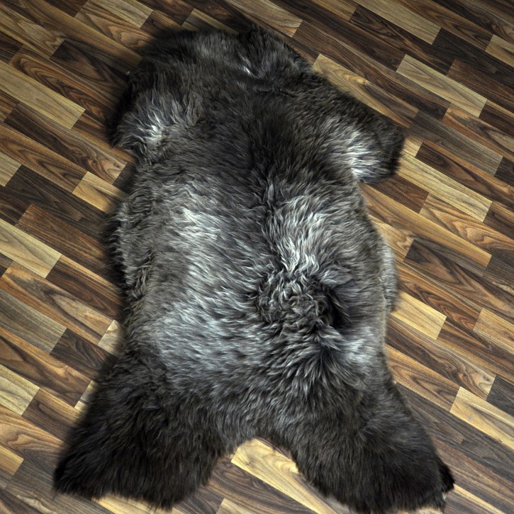 XL ÖKO Schaffell Lammfell braun grau 115x80 Couch Auflage #9452