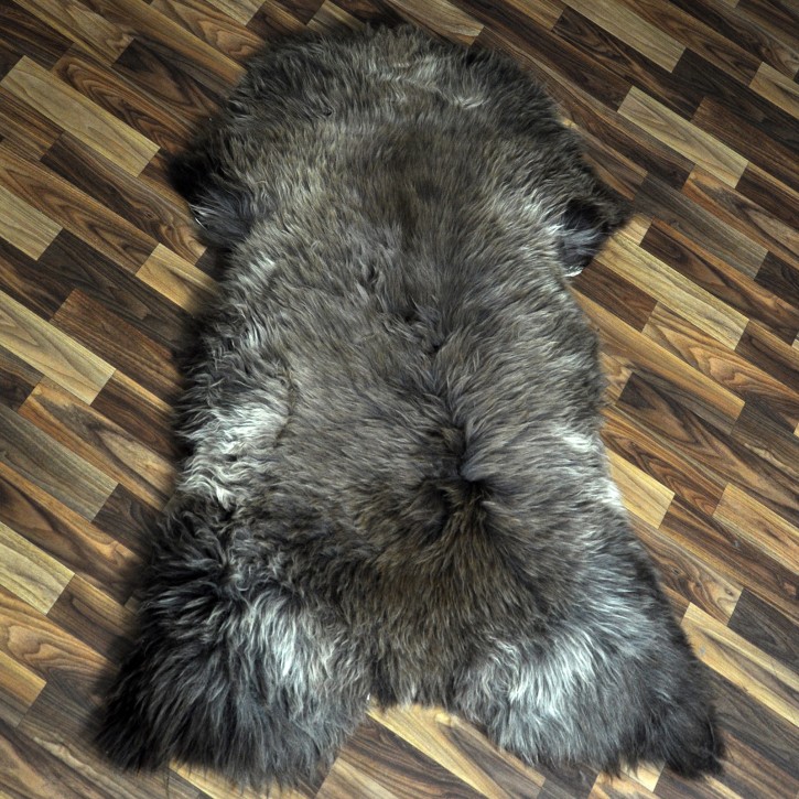 XXL ÖKO Schaffell Lammfell braun grau 120x85 Couch Auflage #9454