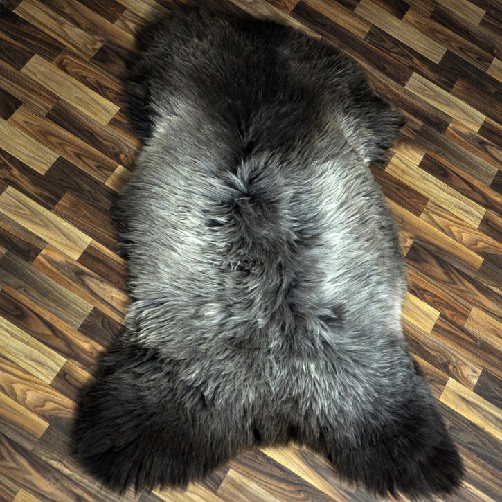 XXXL ÖKO Schaffell Lammfell braun grau 130x85 Couch Auflage #9458