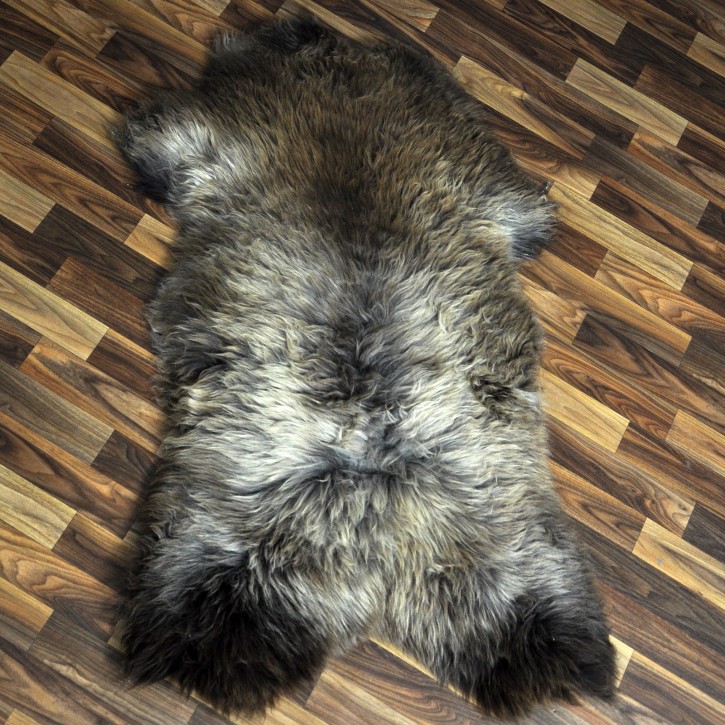 XXL ÖKO Schaffell Lammfell braun grau 120x70 Couch Auflage #9468